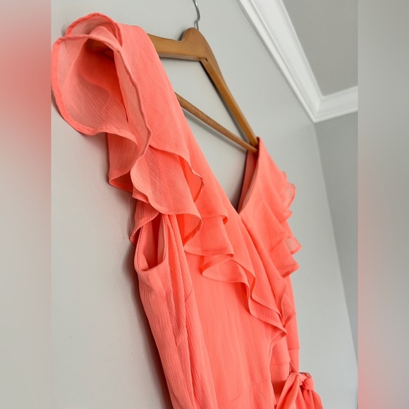 DKNY Double Ruffle-Collar Dress Salmon 8 - Picture 5 of 7